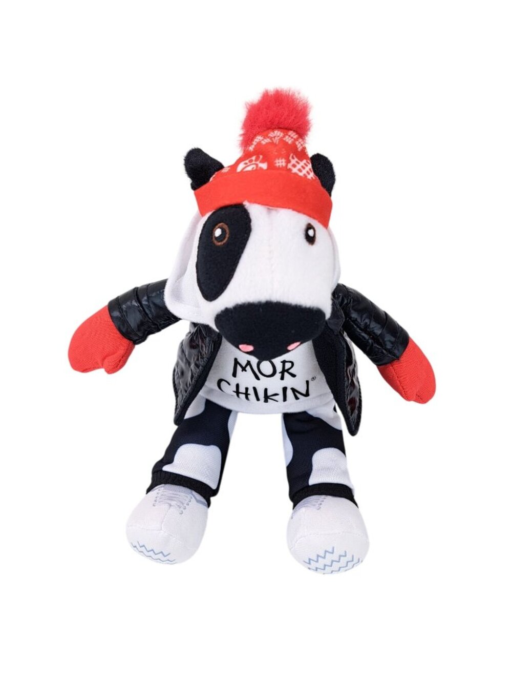 Chick-Fil-A Plush Cow Toy Eat Mor Chikin Hoodie Red Beanie Puffer Jacket Limited - Picture 2 of 13